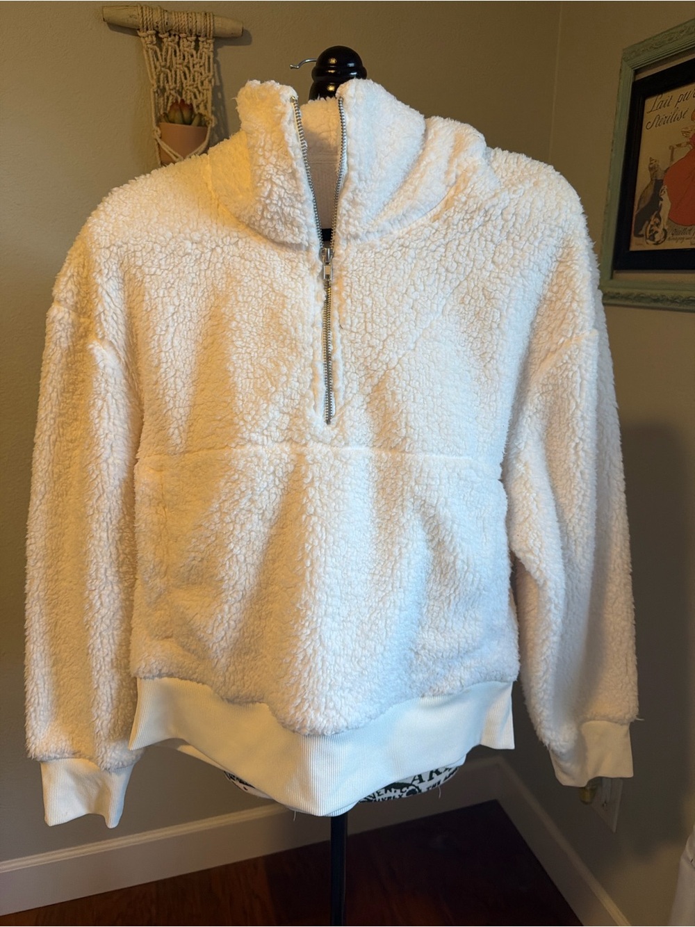 dip Cream Sherpa Half-Zip Pullover